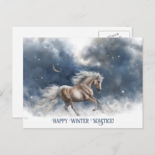 Winter Solstice Weihnachten mit Pferd und Halbmond (Vorne/Hinten)