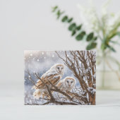 Winter Solstice Weihnachten Owls Snow (Stehend Vorderseite)