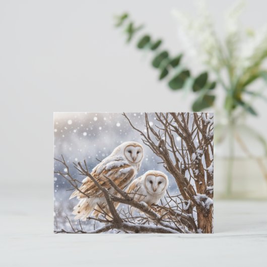 Winter Solstice Weihnachten Owls Snow (Stehend Vorderseite)