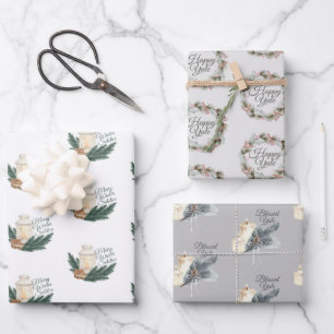 Winter Solstice Weihnachten Wrapping Paper Set 3 Geschenkpapier Set
