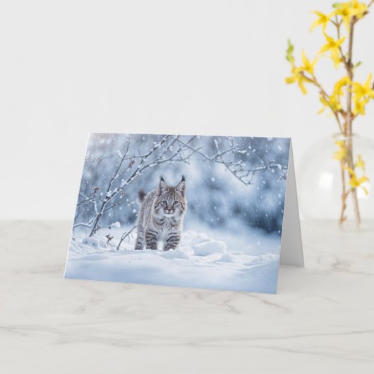 Winter Solstice with Bobcat and Snow Karte (Gelbe Blume)