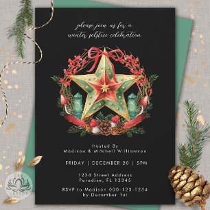 Winter Solstice Wreath Star Weihnachts-Weihnachten Einladung