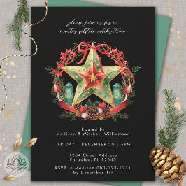 Winter Solstice Wreath Star Weihnachts-Weihnachten Einladung