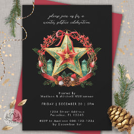 Winter Solstice Wreath Star Weihnachts-Weihnachten Einladung