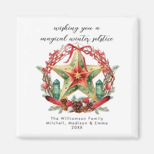 Winter Solstice Wreath Star Weihnachts-Weihnachten Magnet (Vorne)