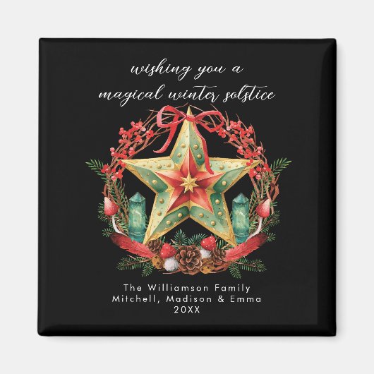 Winter Solstice Wreath Star Weihnachts-Weihnachten Magnet (Vorne)