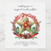 Winter Solstice Wreath Star Weihnachts-Weihnachten Weinetikett (Einzelnes Label)