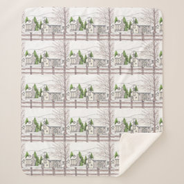 Winter Soltice Farm Sherpa Blanket Sherpadecke