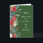 Winter Son & Son in Law Wedding Jubiläum Karte<br><div class="desc">Glückliche Hochzeitskarte für Jung und Sohn im Gesetz mit winterrustikalen Aquarellfarben in dunkelgrün,  und herzlichen Vers.</div>