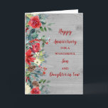Winter Son & Tochter im Jura Hochzeitstag Karte<br><div class="desc">Glückliche Hochzeitskarte für Sohn und Tochter im Gesetz mit winterrustikalen Aquarellfarben Blume ein Holzmuster,  und herzliche Vers.</div>