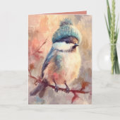 Winter Songbird in Knit Hat | Ash Greeting Karte (Vorderseite)
