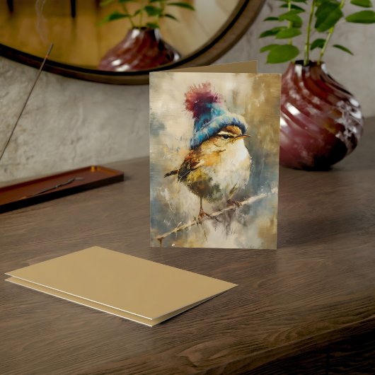 Winter Songbird in Knit Hat | Fawn Greeting Karte