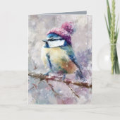Winter Songbird in Knit Hat | Ghost Greeting Karte (Vorderseite)