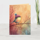 Winter Songbird in Knit Hat | Marzipan Greeting Karte (Vorderseite)