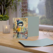 Winter Songbird in Knit Hat | Powder Ash Greeting Karte