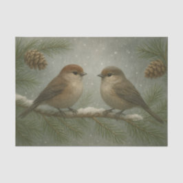 Winter Songbirds on a Snowy Branch Seidenpapier