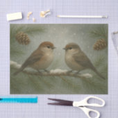 Winter Songbirds on a Snowy Branch Seidenpapier (Handwerk)