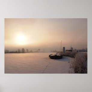 Winter-Sonnenaufgang in den Niederlanden Poster