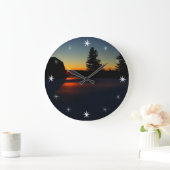 Winter-Sonnenuntergang  Große Wanduhr (Zuhause)