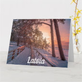 Winter Sonnenuntergang im Kiefernwald in der Nähe  Karte (Gelbe Blume)