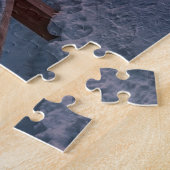 Winter Sonnenuntergang im Kiefernwald in der Nähe  Puzzle (Seite)