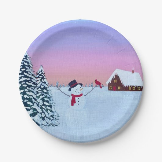 Winter-Sonnenuntergang Pappteller (Vorderseite)