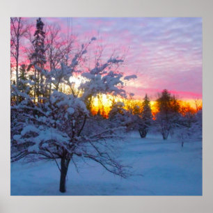 Winter-Sonnenuntergang Poster