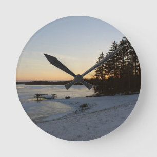 Winter-Sonnenuntergang Runde Wanduhr