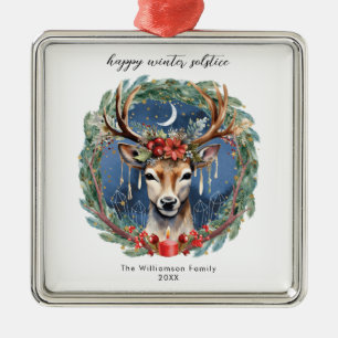 Winter-Sonnenwende-Feier Hirsch-Kranz Yule Weihnac Ornament Aus Metall