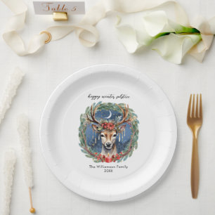 Winter-Sonnenwende-Feier Hirsch-Kranz Yule Weihnac Pappteller