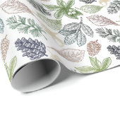 Winter-Sonnenwende-Flora-Symbole Geschenkpapier (Rolleneckpunkt)