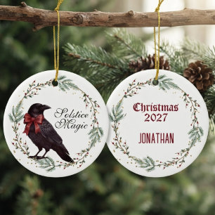 Winter-Sonnenwende-Gotischer-Raben-Dekor Keramik Ornament