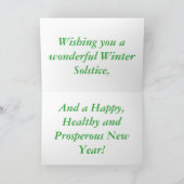 Winter-Sonnenwende-Grüße, Snowy-Bäume Feiertagskarte (Innenseite)