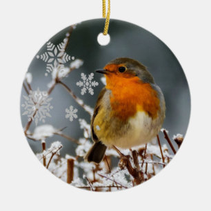 Winter-Sonnenwende mit Robin-Vogel-Keramik-Ornamen Keramik Ornament