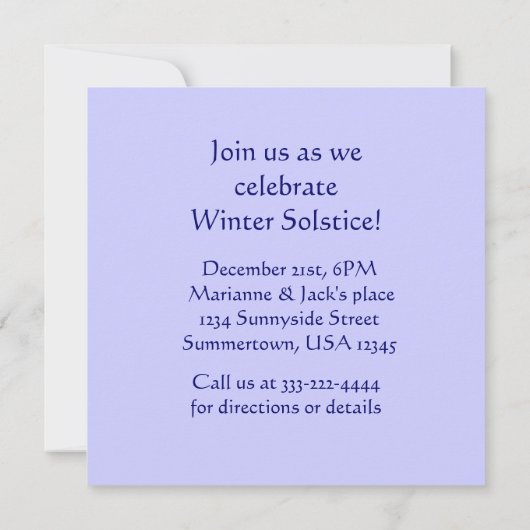 Winter-Sonnenwende-Party Einladung (Rückseite)