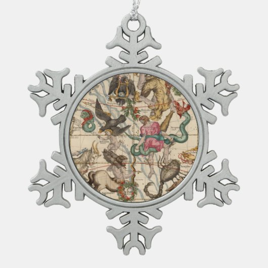 Winter-Sonnenwende Schneeflocken Zinn-Ornament (Vorderseite)