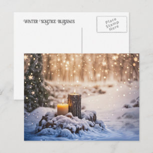 Winter-Sonnenwende-Yule-Kerzen im Schnee Feiertagspostkarte