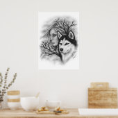 Winter Souls Wolf Husky Girl Poster (Küche)