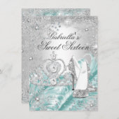 Winter Sparkle Snowflake Blue Sweet 16 Einladung (Vorne/Hinten)