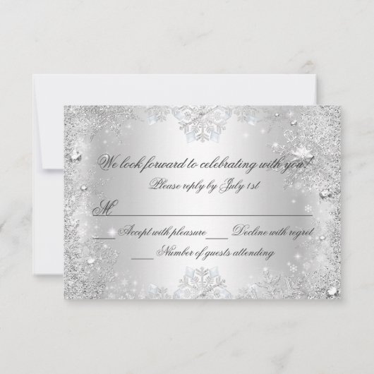 Winter Sparkle Snowflake Blue Sweet 16 UAWG RSVP Karte (Rückseite)