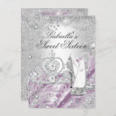 Winter Sparkle Snowflake Pink Sweet 16 Einladung (Vorne/Hinten)