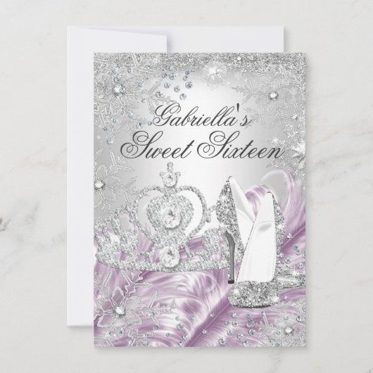 Winter Sparkle Snowflake Pink Sweet 16 Einladung (Vorderseite)