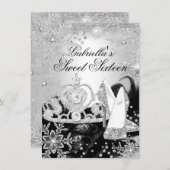 Winter Sparkle Snowflake Silver Sweet 16 Einladung (Vorne/Hinten)
