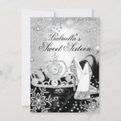 Winter Sparkle Snowflake Silver Sweet 16 Einladung (Vorderseite)