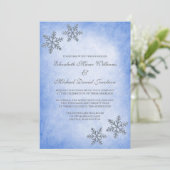 Winter Sparkle Snowflakes Blue Wedding Einladungen (Stehend Vorderseite)