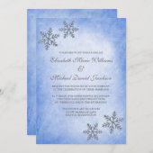 Winter Sparkle Snowflakes Blue Wedding Einladungen (Vorne/Hinten)