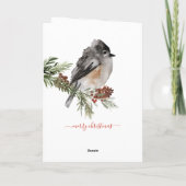 Winter Sparrow Rote Berries Frohe Weihnachten (Rückseite)