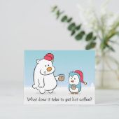 Winter Spaß Der Eisbär beklagt sich bei Pinguin Postkarte (Stehend Vorderseite)