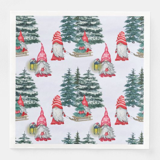 Winter-Spaß-Gnome Serviette (Vorderseite)