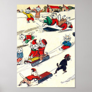 Winter-Spaß im Land der Katzen, Louis Wain Poster